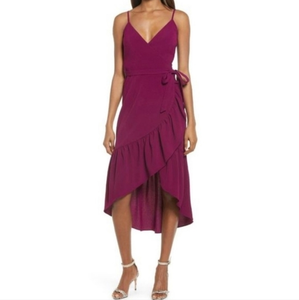 Dress The Population‎ Delphine crepe wrap midi dress NWT
